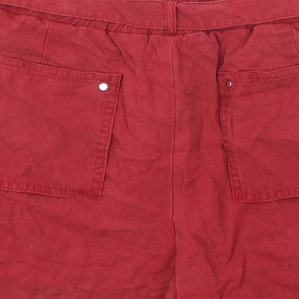 Zara Womens Red Lyocell Chino Shorts Size M Regular Zip