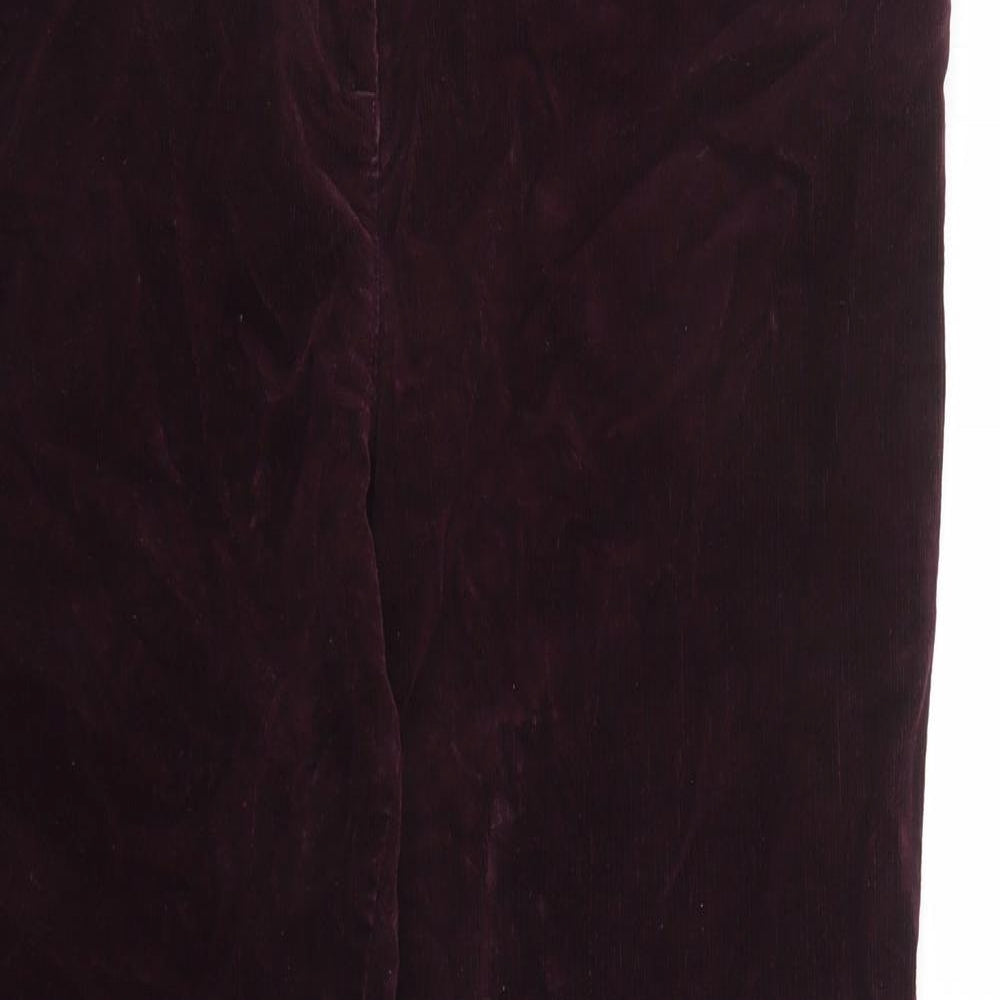 Marks and Spencer Womens Purple Cotton Trousers Size 16 Regular Zip - Long Leg