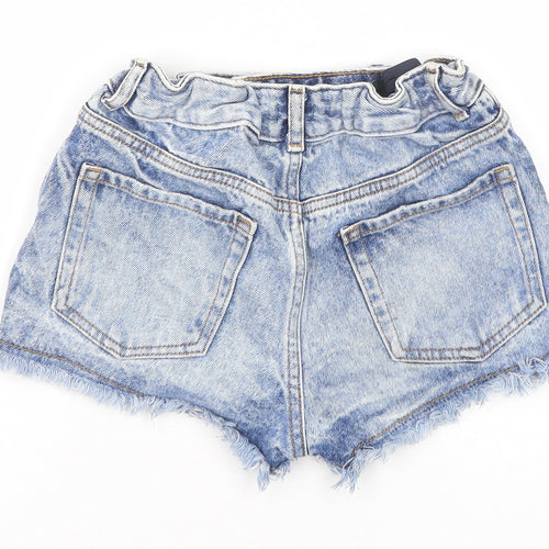 River Island Girls Blue Cotton Cut-Off Shorts Size 9-10 Years Regular Zip