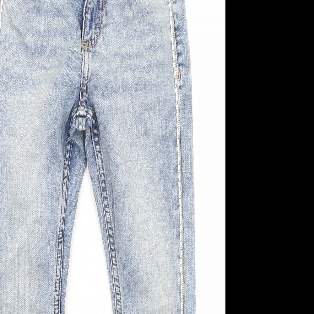 River Island Girls Blue Cotton Skinny Jeans Size 6 Years Regular Zip