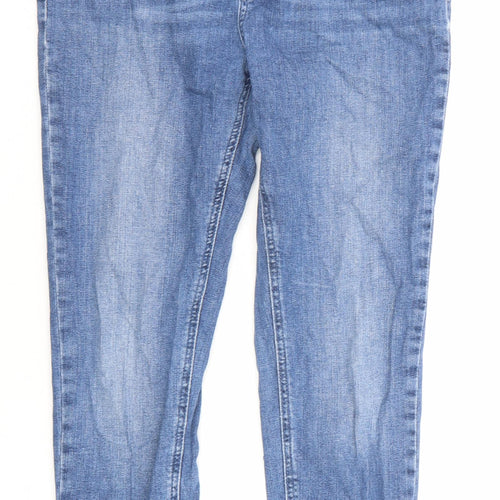 Mint Velvet Womens Blue Cotton Skinny Jeans Size 12 Regular Zip - Short Leg