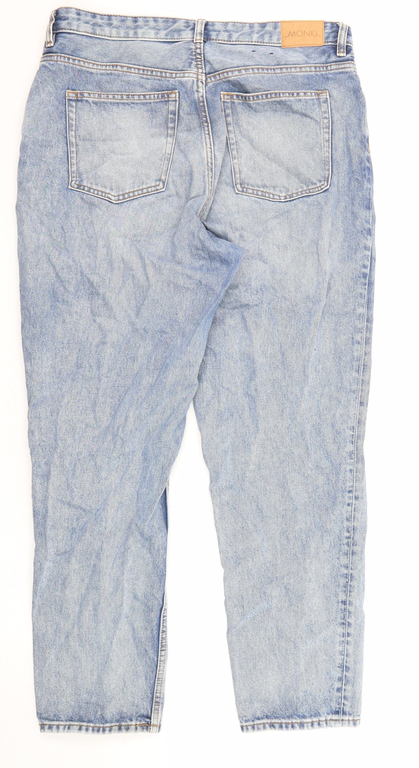 Monki Womens Blue Cotton Mom Jeans Size 34 in Regular Zip