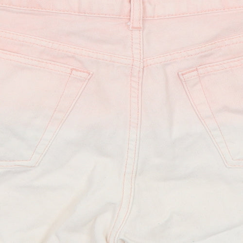 Topshop Womens Pink Cotton Cut-Off Shorts Size 12 Regular Zip