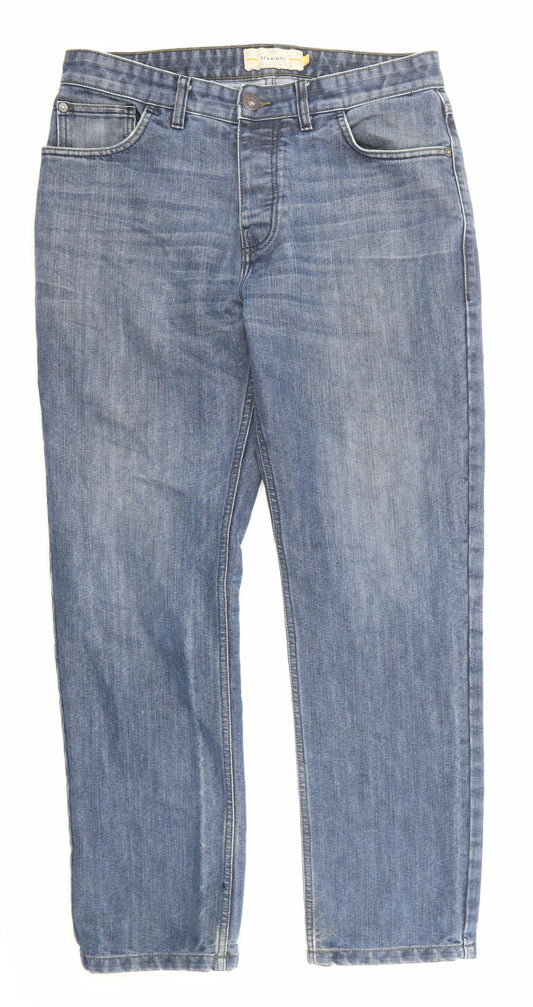 NEXT Mens Blue Cotton Straight Jeans Size 32 in Regular Zip - Short Length