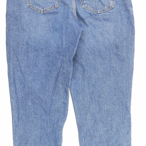 New Look Womens Blue Cotton Mom Jeans Size 14 Regular Zip