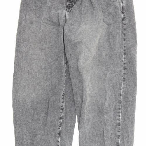 Zara Womens Grey Cotton Mom Jeans Size 12 Regular Zip