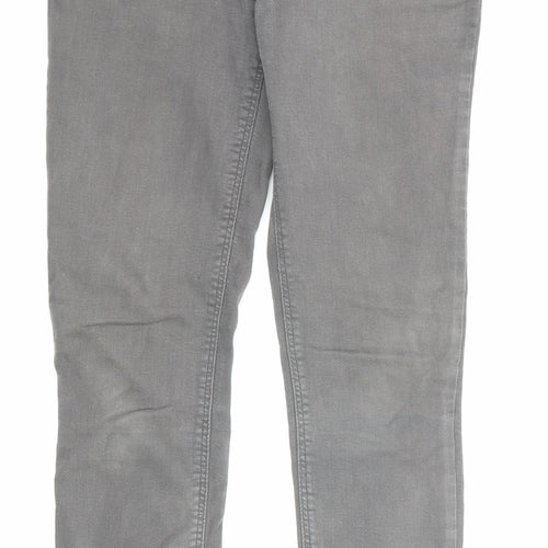 Zara Womens Grey Cotton Skinny Jeans Size 10 Regular Zip