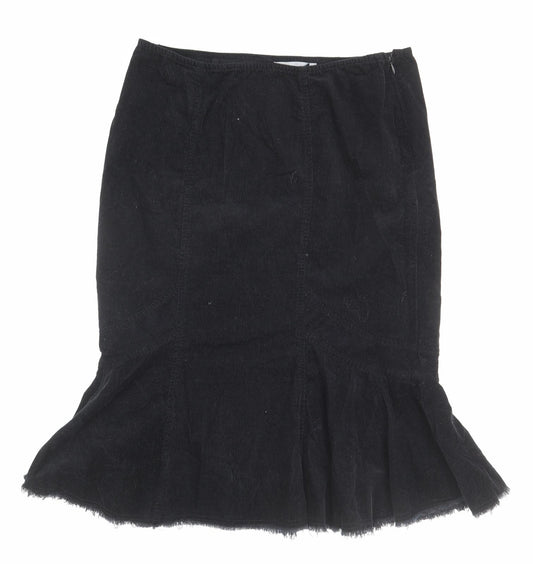 Per Una Womens Black Cotton Trumpet Skirt Size 14 Zip