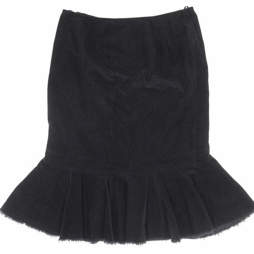 Per Una Womens Black Cotton Trumpet Skirt Size 14 Zip