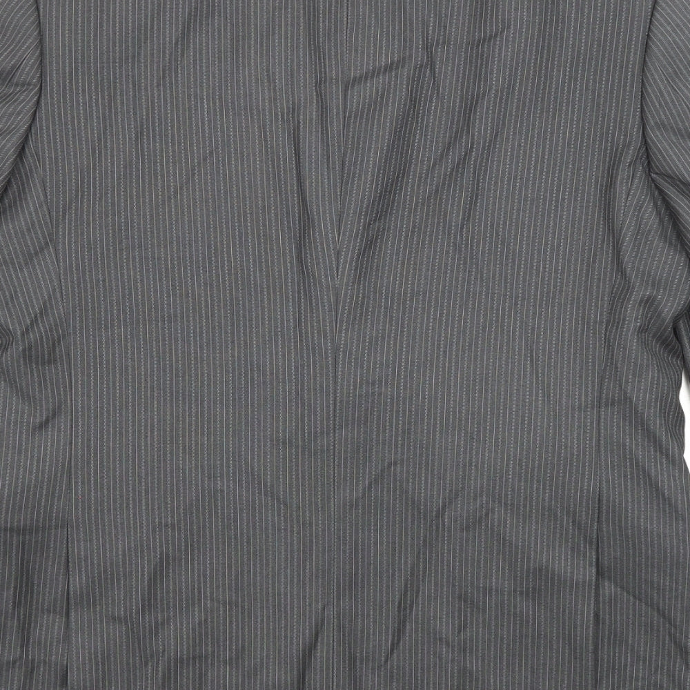 Burton Mens Grey Striped Polyester Jacket Suit Jacket Size 42 Regular