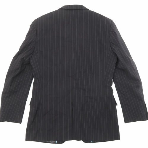Butler & Webb Mens Black Striped Polyester Jacket Suit Jacket Size 38 Regular