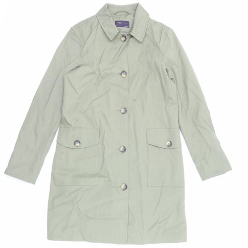 Marks and Spencer Womens Green Trench Coat Coat Size 10 Button