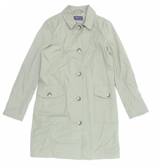 Marks and Spencer Womens Green Trench Coat Coat Size 10 Button