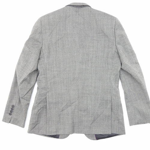 Fellini Mens Grey Polyester Jacket Suit Jacket Size 40 Regular