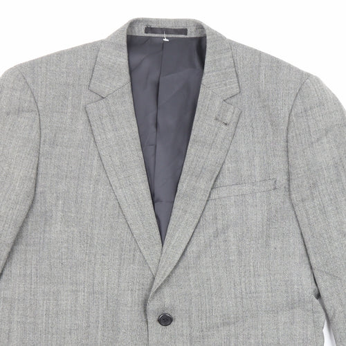 Fellini Mens Grey Polyester Jacket Suit Jacket Size 40 Regular