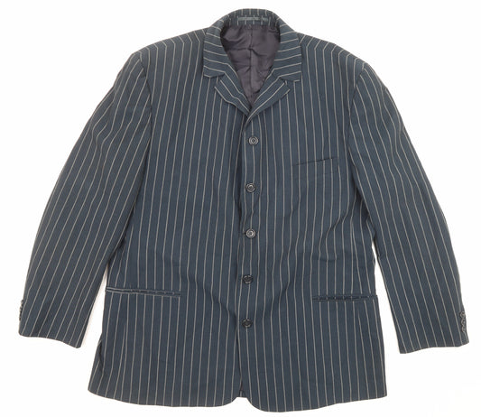Willson Mens Blue Striped Polyester Jacket Suit Jacket Size 44 Regular