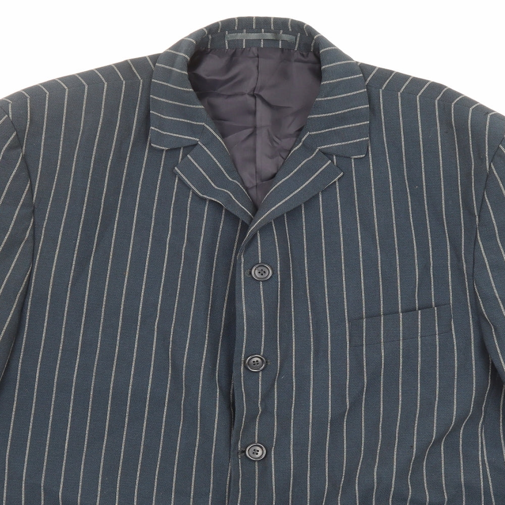 Willson Mens Blue Striped Polyester Jacket Suit Jacket Size 44 Regular