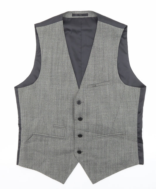 Fellini Mens Grey Polyester Jacket Suit Waistcoat Size 38 Regular