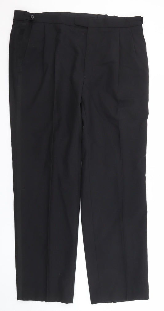 St Michael Mens Black Wool Dress Pants Trousers Size 38 in L31 in Regular Zip