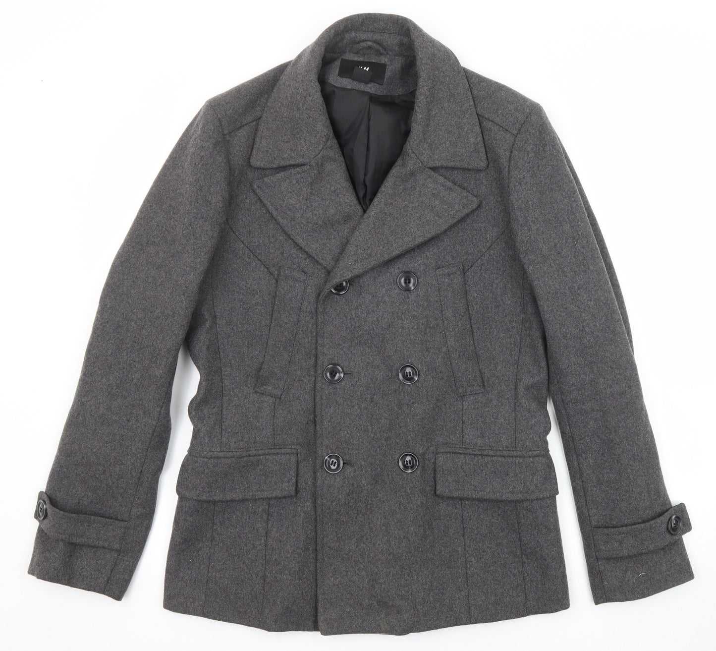 H&M Womens Grey Pea Coat Coat Size 18 Button