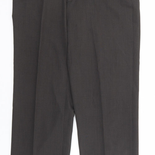 Marks and Spencer Mens Brown Polyester Dress Pants Trousers Size 34 in L29 in Regular Zip