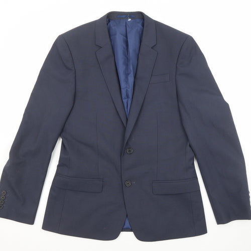 River Island Mens Blue Polyester Jacket Suit Jacket Size 38 Regular