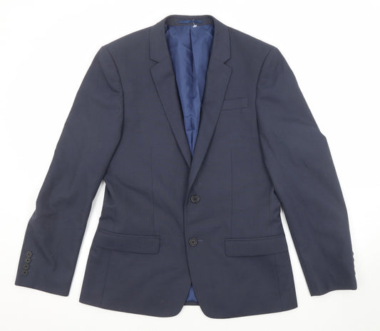 River Island Mens Blue Polyester Jacket Suit Jacket Size 38 Regular