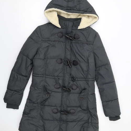 MANTARAY PRODUCTS Womens Black Quilted Coat Size 12 Zip