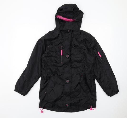 Gloss Girls Black Windbreaker Jacket Size 12-13 Years Zip