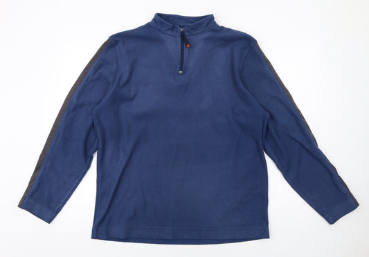 Atlantic Mens Blue Polyester Henley Sweatshirt Size M