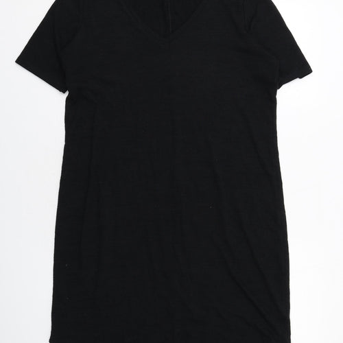 Gap Womens Black Polyester T-Shirt Dress Size L V-Neck Pullover