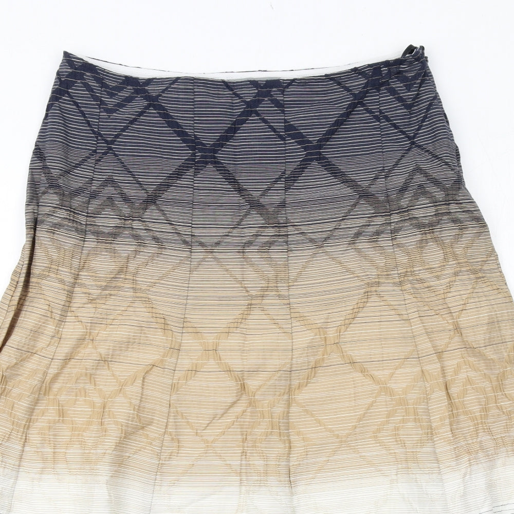 Per Una Womens Multicoloured Geometric Cotton Swing Skirt Size 10 Zip