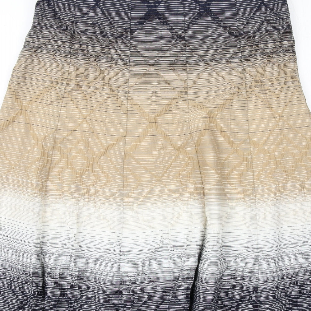 Per Una Womens Multicoloured Geometric Cotton Swing Skirt Size 10 Zip