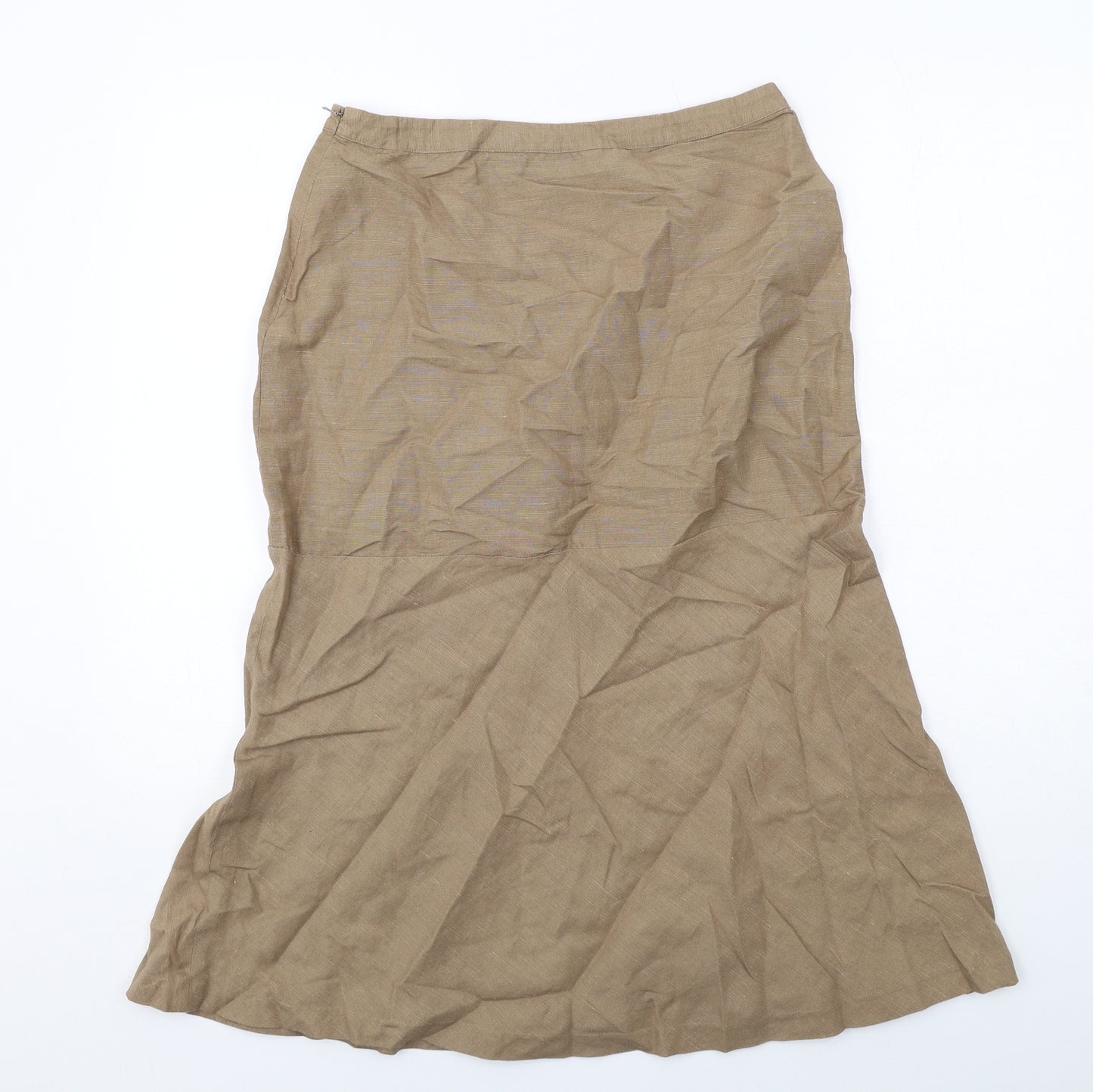 Off Shoot Womens Brown Hemp A-Line Skirt Size 12 Zip