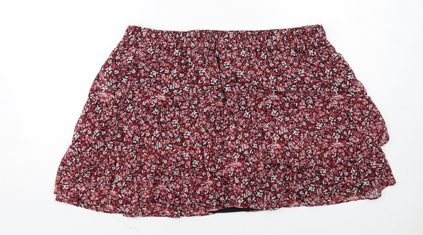 New Look Womens Pink Floral Polyester Skater Skirt Size 18