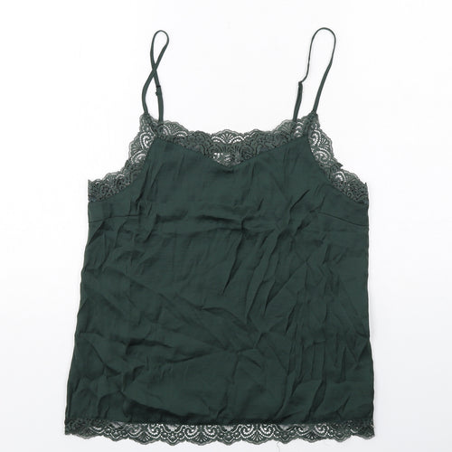 VILA Womens Green Polyester Camisole Tank Size M Scoop Neck - Lace Trim
