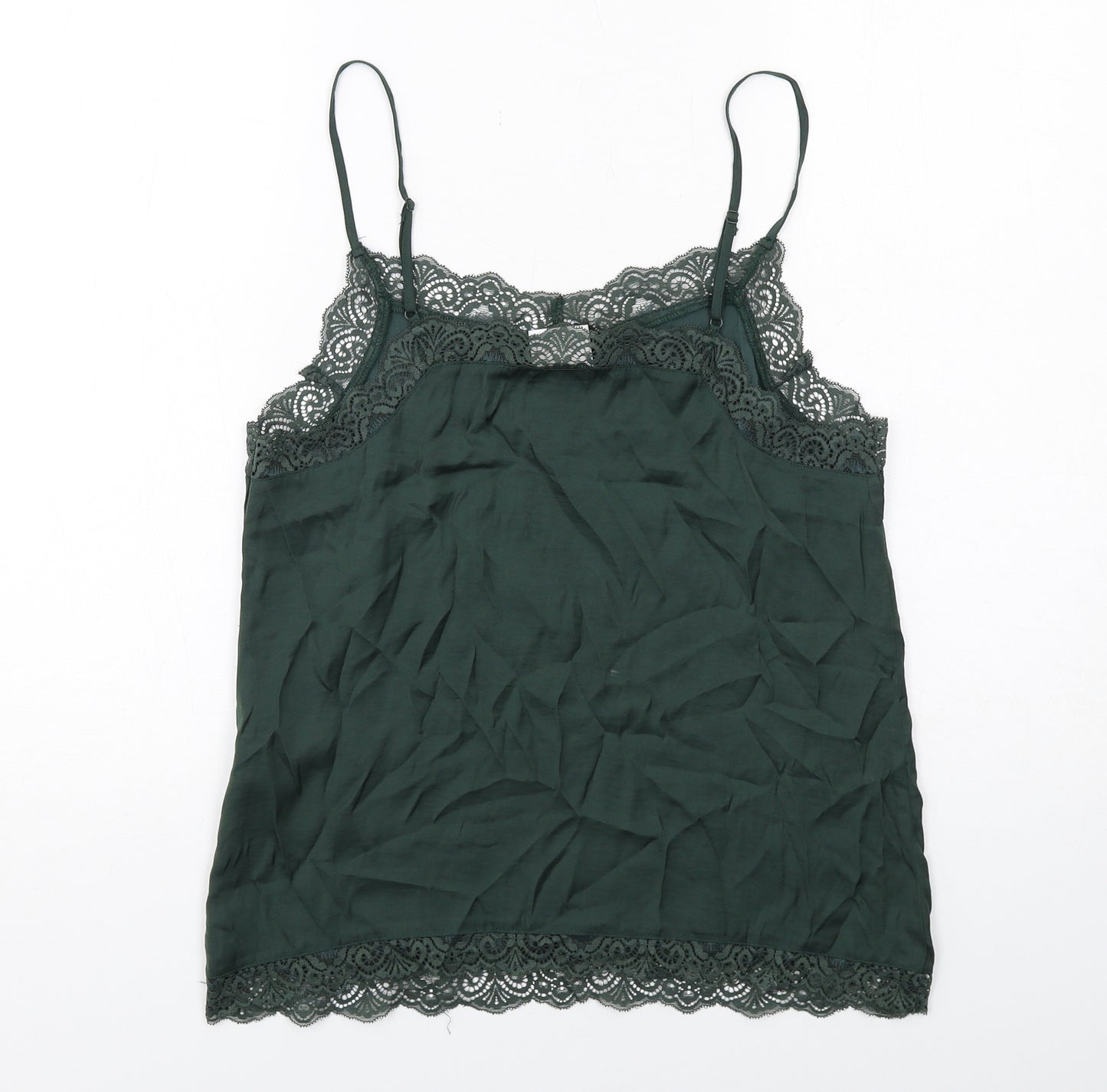 VILA Womens Green Polyester Camisole Tank Size M Scoop Neck - Lace Trim