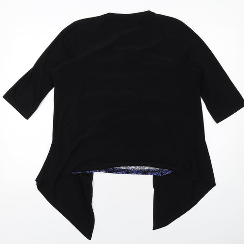 Bonmarché Womens Black Paisley Polyester Basic Blouse Size 16 Boat Neck - Mock Cardigan Top