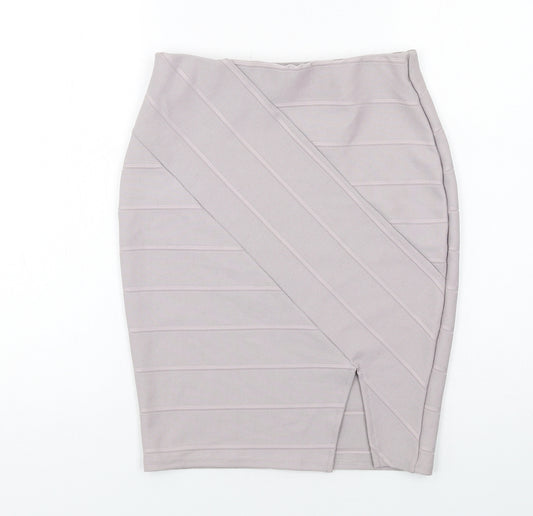 Miss Selfridge Womens Purple Striped Polyester Bandage Skirt Size 12