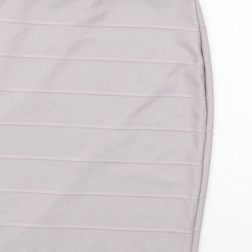 Miss Selfridge Womens Purple Striped Polyester Bandage Skirt Size 12