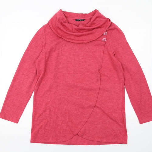 TIGI Womens Pink Roll Neck Polyester Pullover Jumper Size 14