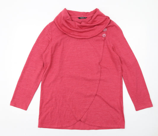 TIGI Womens Pink Roll Neck Polyester Pullover Jumper Size 14