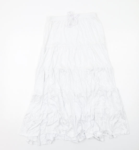 Boohoo Womens White Viscose Maxi Skirt Size 12 Drawstring - Tiered
