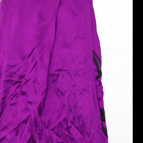 Oasis Womens Purple Geometric Silk Sheath Size 8 One Shoulder Zip