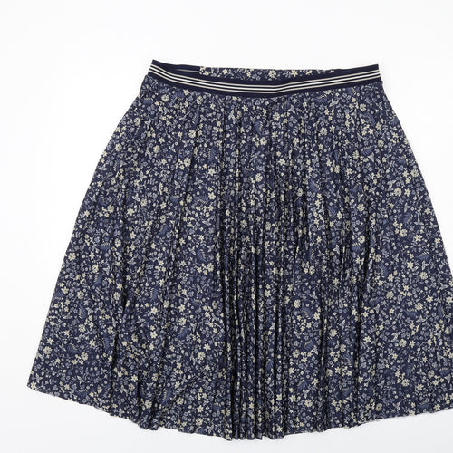 Marks and Spencer Womens Blue Floral Polyester Pleated Skirt Size 20