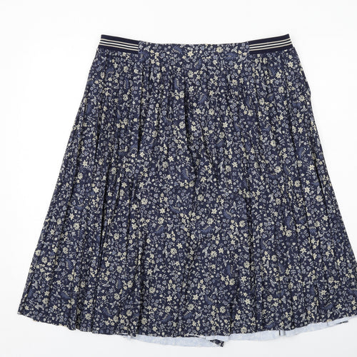 Marks and Spencer Womens Blue Floral Polyester Pleated Skirt Size 20