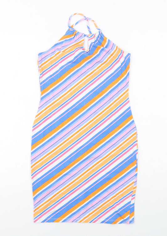 New Look Girls Multicoloured Striped Viscose Tank Dress Size 12-13 Years Halter Pullover
