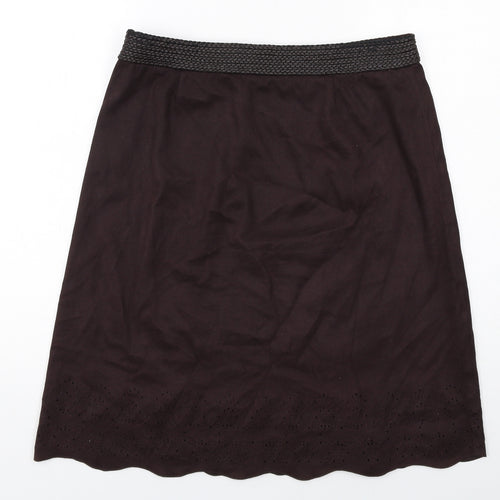 NEXT Womens Brown Polyester A-Line Skirt Size 14 Zip