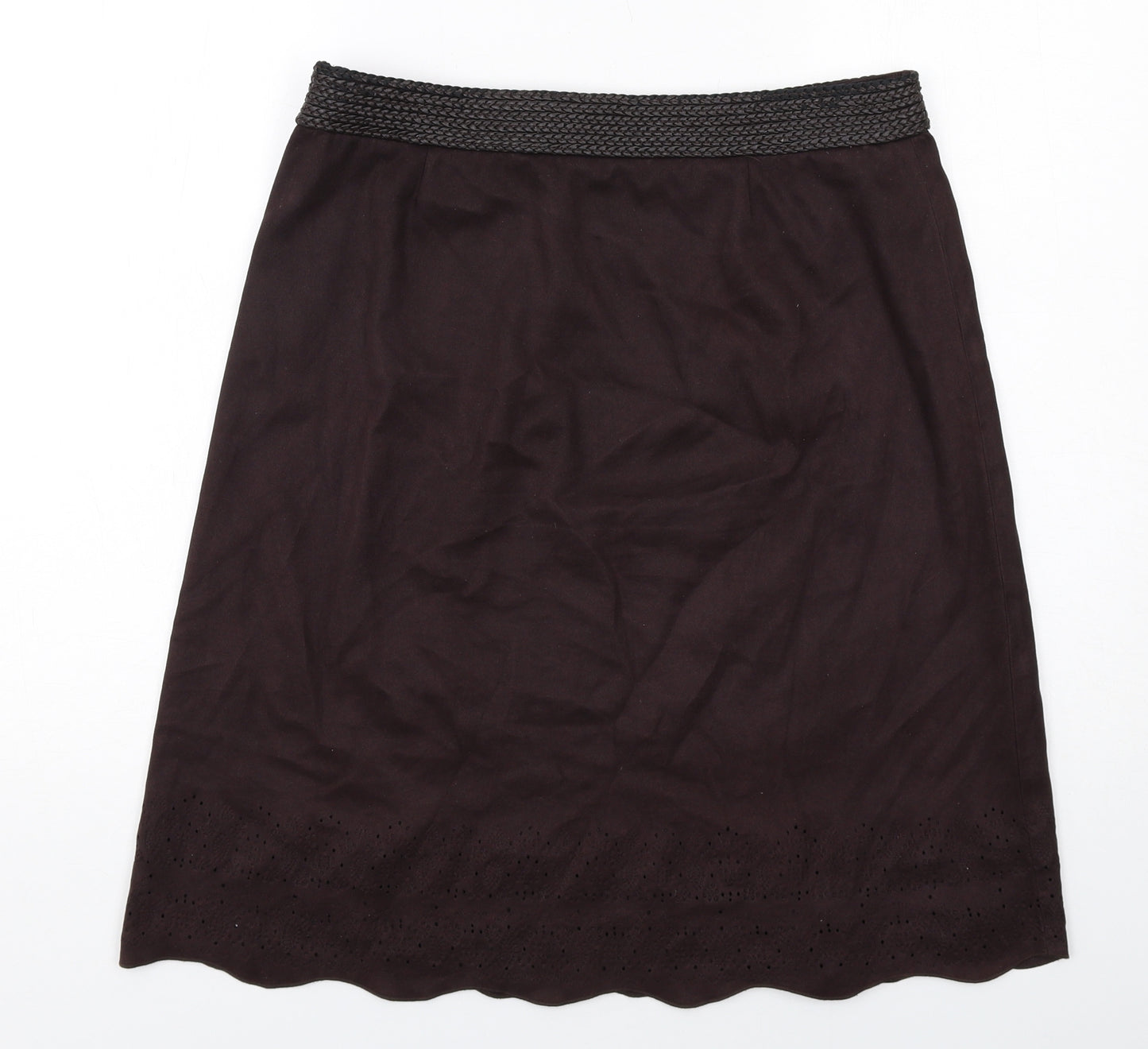 NEXT Womens Brown Polyester A-Line Skirt Size 14 Zip