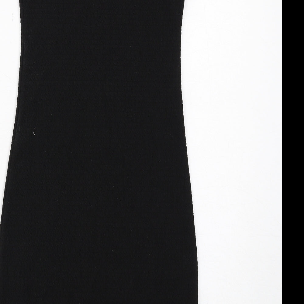 H&M Womens Black Polyester Pencil Dress Size S Boat Neck Pullover